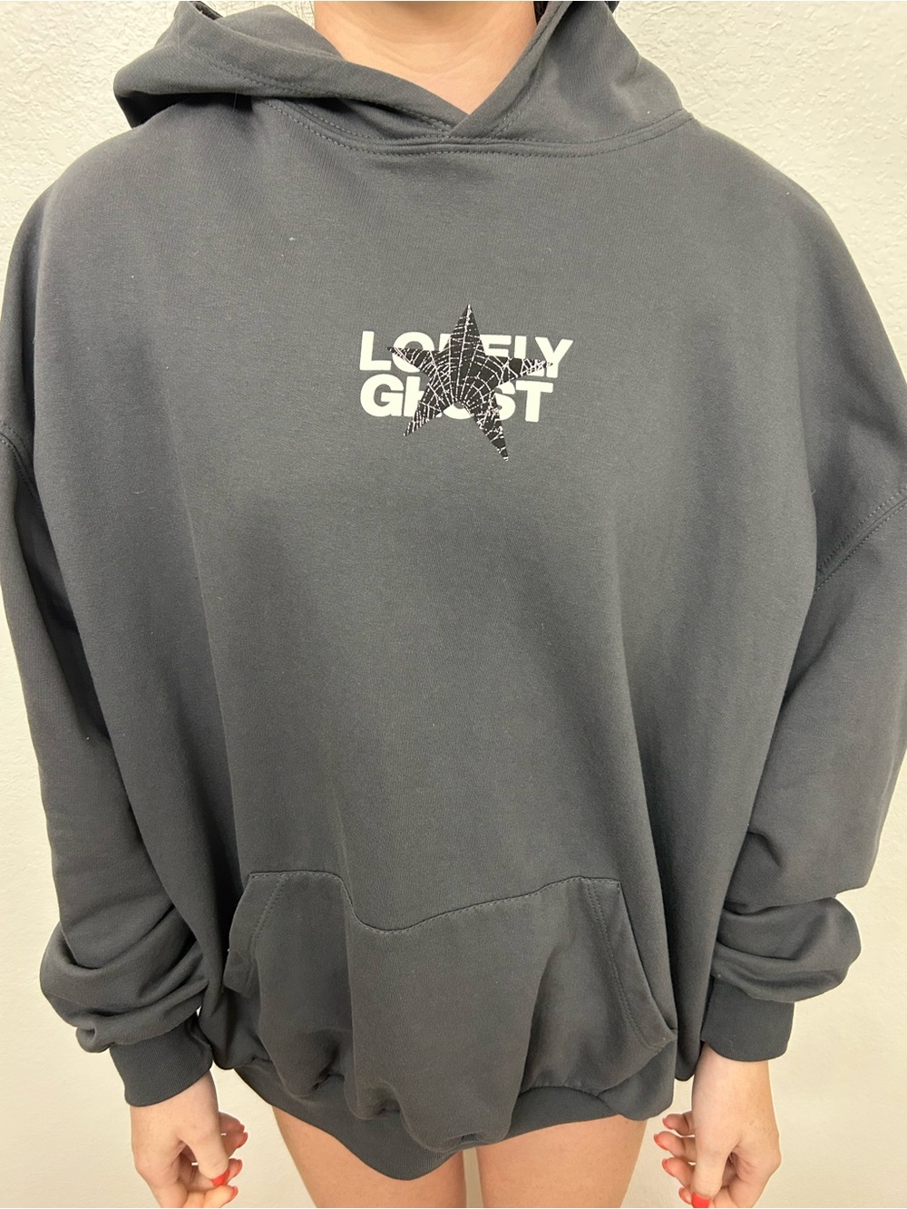 Lonely Ghost Dark Gray Graphic Hoodie